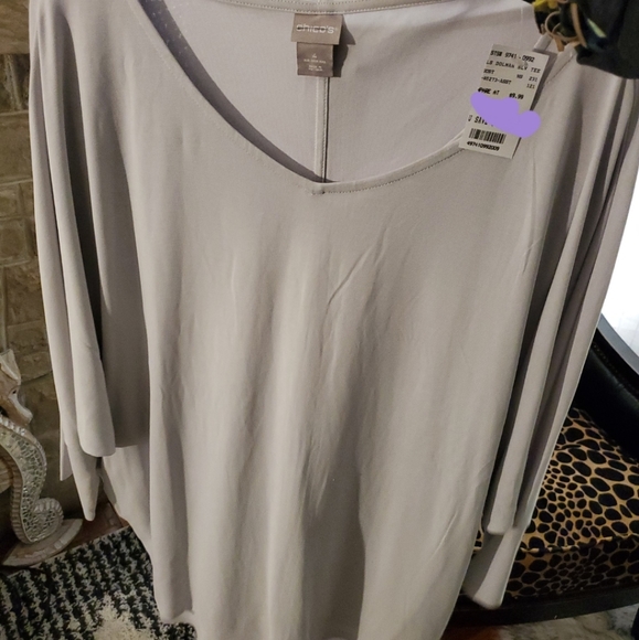Chicos Large Grey Women's Oversize Shirt size 4 or 2x - Picture 2 of 2